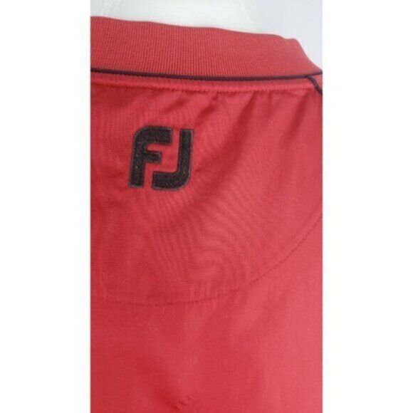 FootJoy Rain Windbreaker Pullover Golf Jacket Red Half Sleeve V Neck Size M Mens - Picture 7 of 14